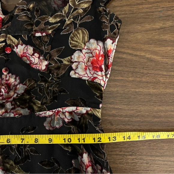 Dex Floral Velor Cocktail Dress S - Picture 8 of 12